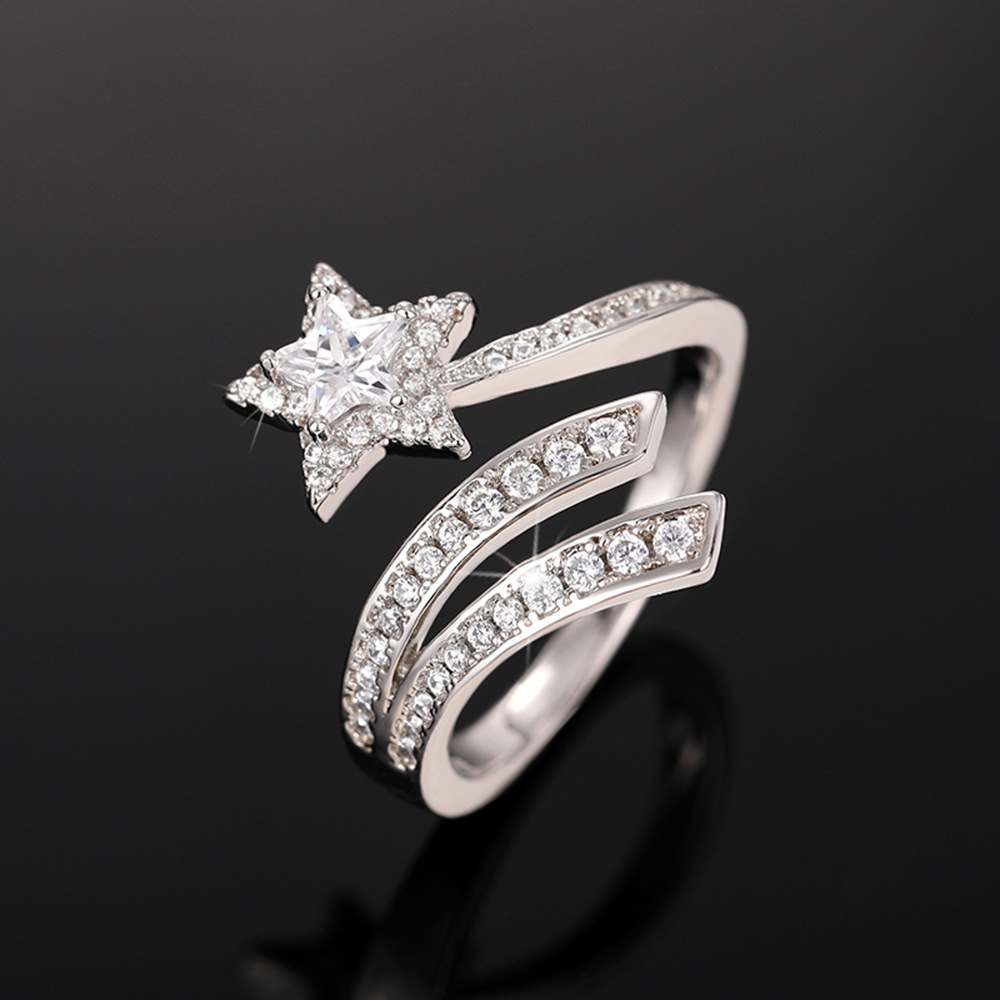7g Weight Zircon Inlay Material Rings, Earrings Classification Jewelry + Earrings Quantity Holiday, Daily Occasion Copper Material Geometric, Star Pattern All Seasons Season Women's Gender Elegant, Modern Style Style Wholesale Jewelry Elegant Modern Style Geometric Star Copper Zircon Rings Earrings 4