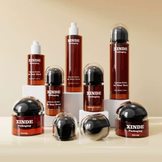 加工定制化妆品套装瓶渐变红高档玻璃化妆品套装瓶30ml50ml100ml