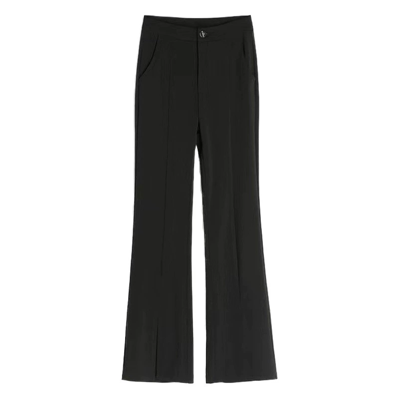 Женские брюки для маленьких, модные брюки с высокой талией, расклешенные брюки с разрезом, новинка на весну и осень, приталенные Повседневные Брюки Для Похудения