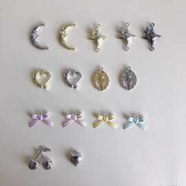 合金电镀月亮爱心十字架星星蝴蝶结吊坠DIY项链耳饰手链饰品配件