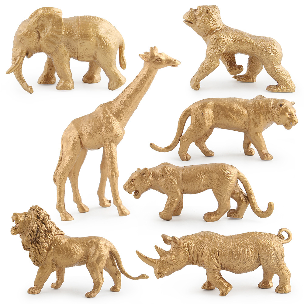 Jirafa de oro León rinoceronte decoración transfronteriza nueva decoración de zoológico de bosque dorado simulación de juguete