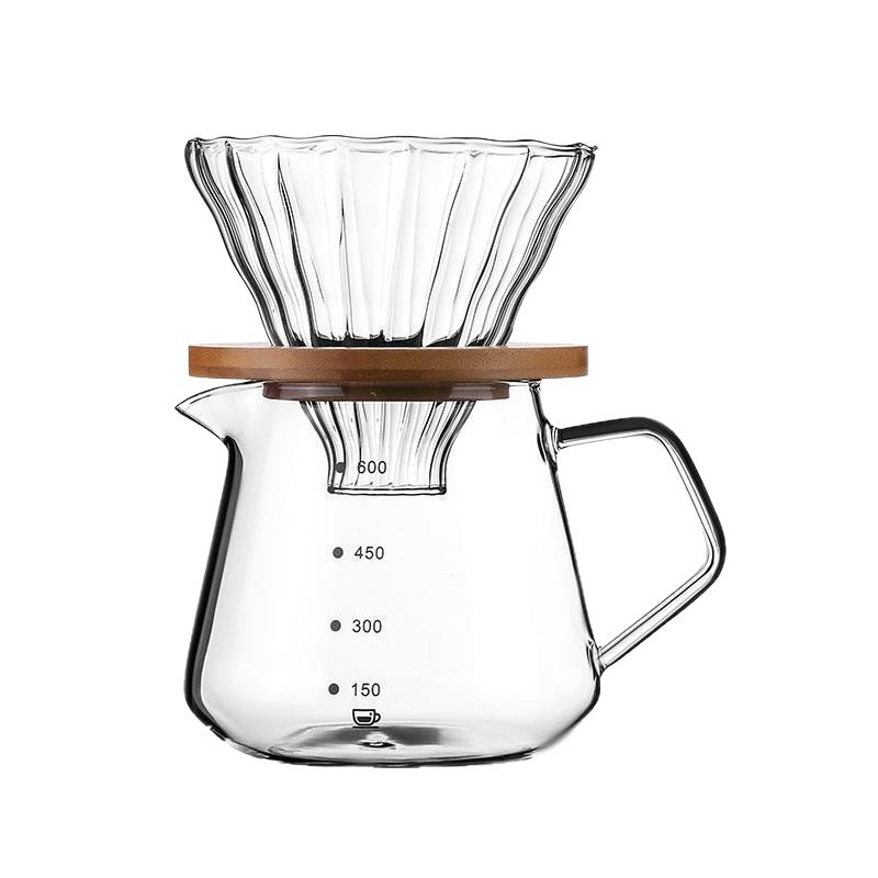 Cafetera de café de lavado a mano, taza de filtro de café, cafetera de goteo, filtro con calibración, taza de extracción fría, conjunto de cafetera compartida de vidrio estadounidense