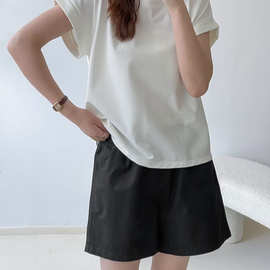 简约纯色短袖t恤衫女夏季2024新款韩版宽松休闲叠穿半袖上衣AE16