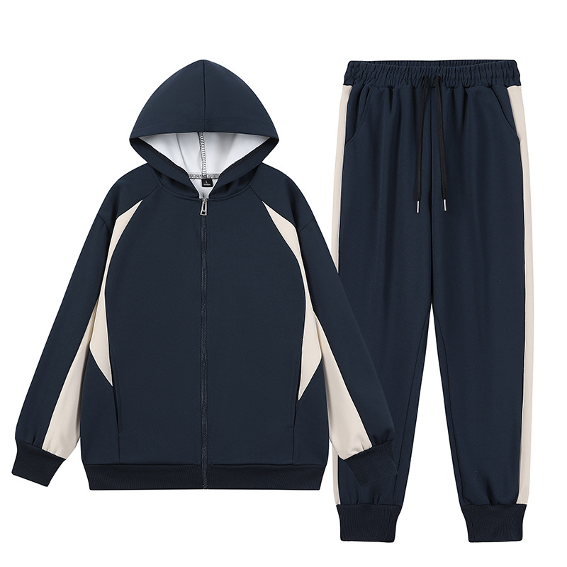 Herenkleding contrasterende kleur stiksels capuchon tweedelig sportpak_voghion.com