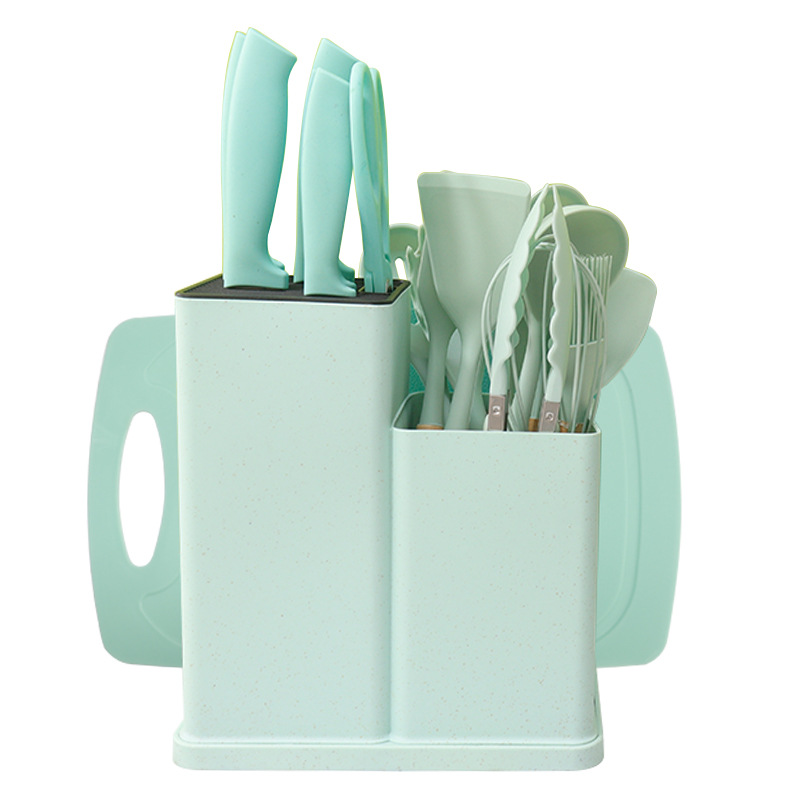 Pala de silicona, cuchara de sopa, juego de 19 piezas, sartén antiadherente, pala de silicona, cocina de silicona doméstica de grado alimenticio, juego de cuchillos al por mayor