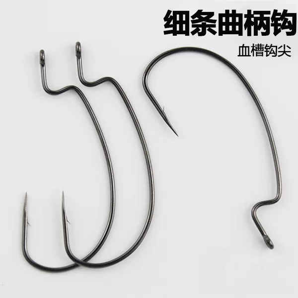 Thin Barbed Hook with Curved Shank, High Carbon Steel, Model 9003, for Soft Bait Fishing, Suitable for Sea Bass, Sea Bream, and Sea Fishing