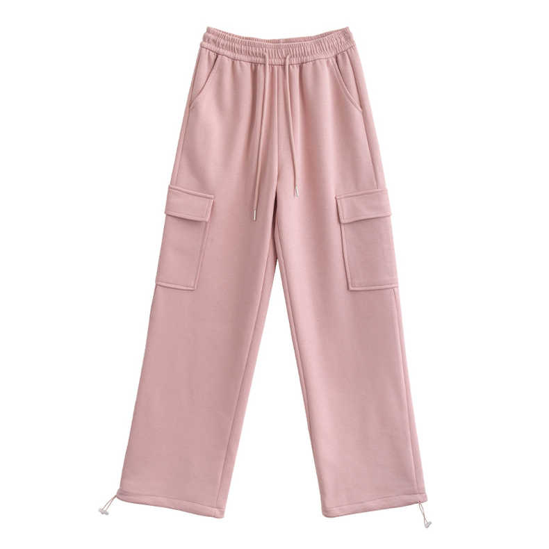 American-Style Drawstring Sports Sweatpants for Women, New High-Waisted Slimming Workwear Long Pants for Spring and Autumn, Trendy Casual Pants for Women