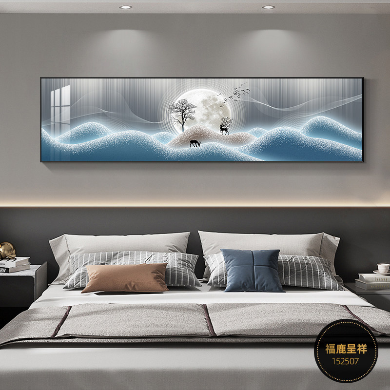 Decoración del dormitorio cuelga la cabeza de la cama pintura cálida Fu Lu sala de estar dormitorio principal pintura de pared de fondo mural de habitación moderna simple image 4