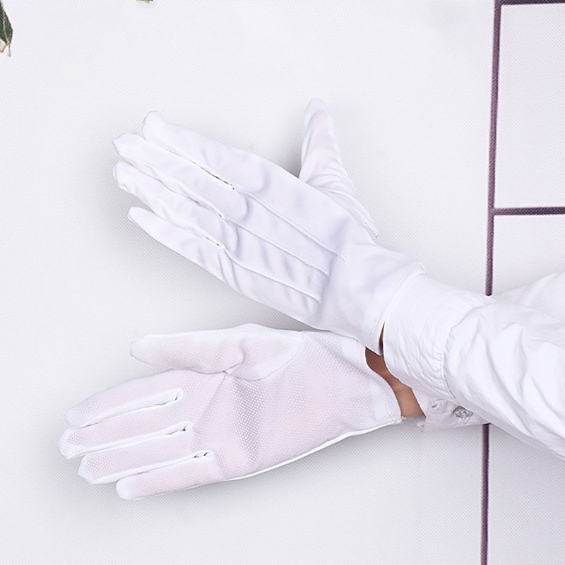 白胶手套三根筋表演出司机检阅保安指挥庆典升旗礼仪涤纶点珠手套