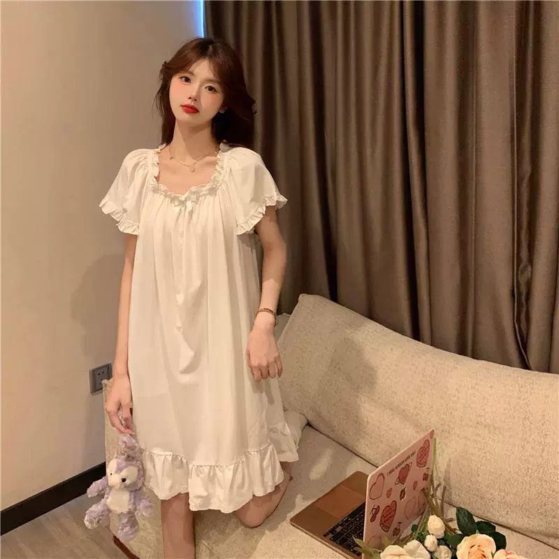 Летний милый белый пижама, корейский стиль, с short sleeve