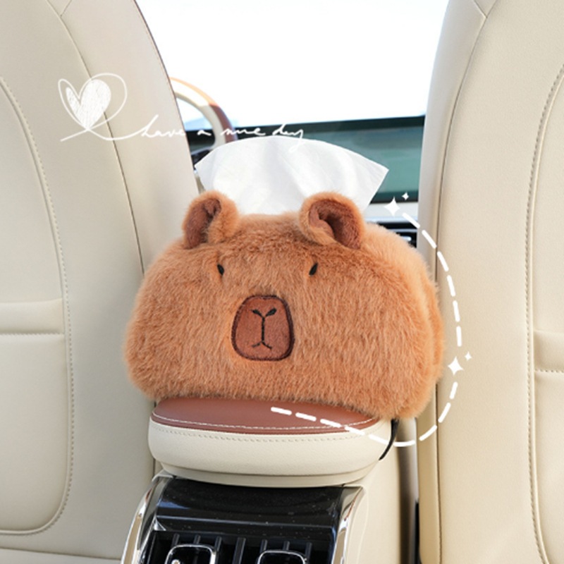 hanging plush car cartoon | Ka Pi Ba La Plush Tissue Box Car tissue box/set - large-face-capybara-tissue-box-elastic-121522cm