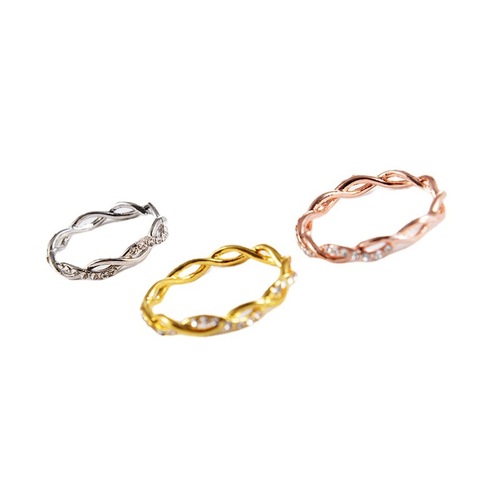 Cross-border hot selling diamond twist ring for women, fashionable diamond twisted geometric index finger ring ins internet celebrity ring