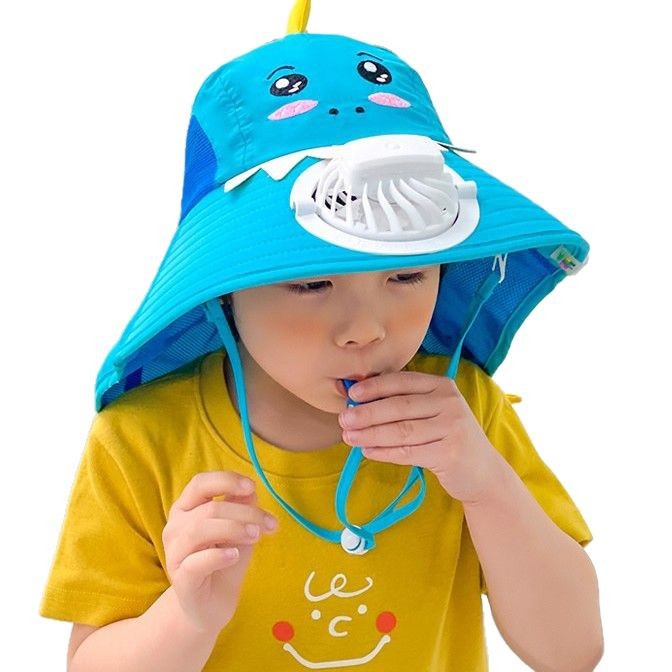 Sombrero para el sol de pato amarillo para niños Sombrero de ventilador recargable USB Sombrero de protección al aire libre Sombrero de ala grande para exteriores Sombrero de chal image 5