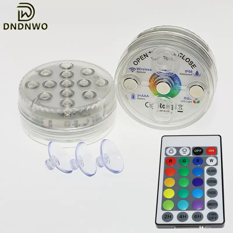 2023led防水灯RGB七彩泳池水底灯遥控高亮鱼缸潜水灯花瓶景观灯