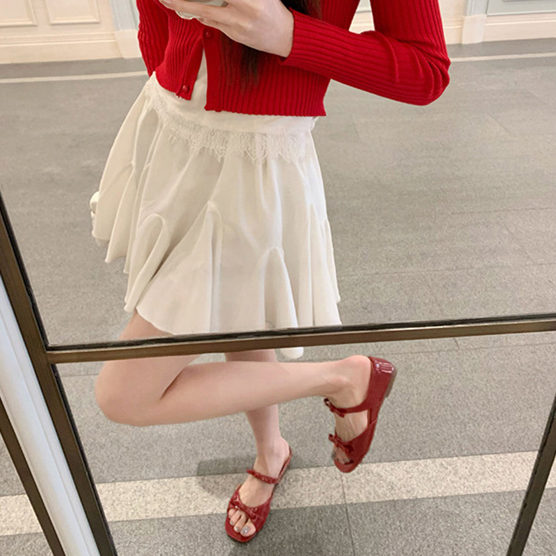 Patent Leather Version with 4.5cm Hidden Height Increase~ Versatile Bow-Knot Open-Toe Slippers for Summer, New High-Heeled Sandals for Women