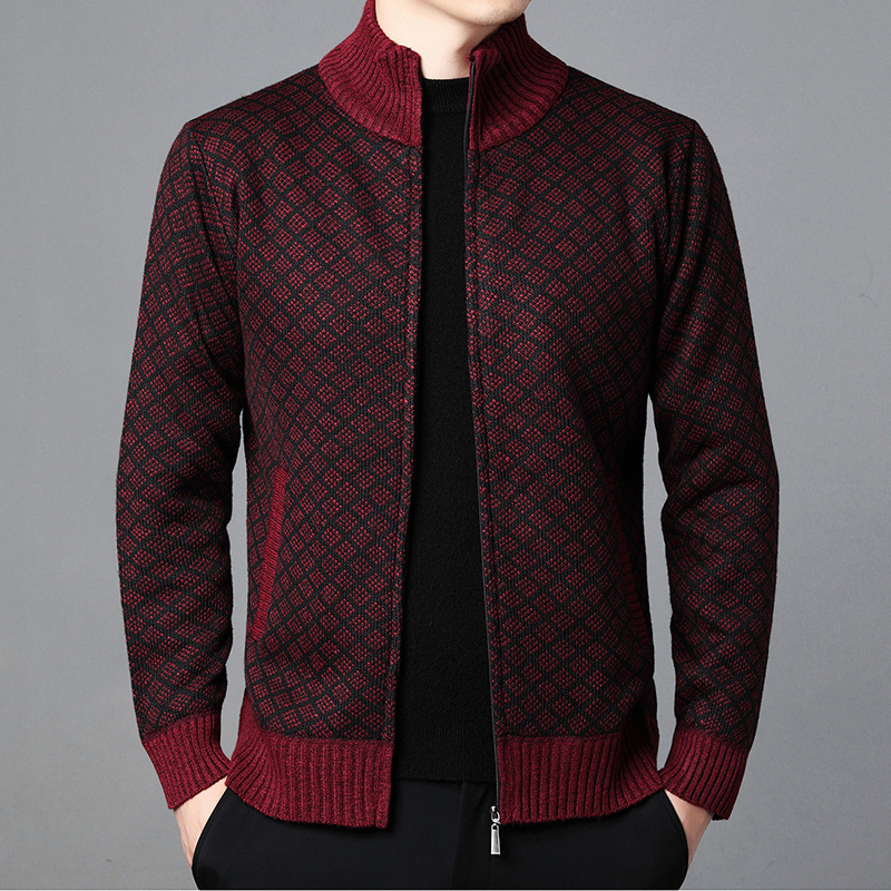 Rebeca transfronteriza medio suéter de cuello alto forrado de lana gruesa abrigo cálido otoño e invierno Nuevo suéter chaqueta de los hombres