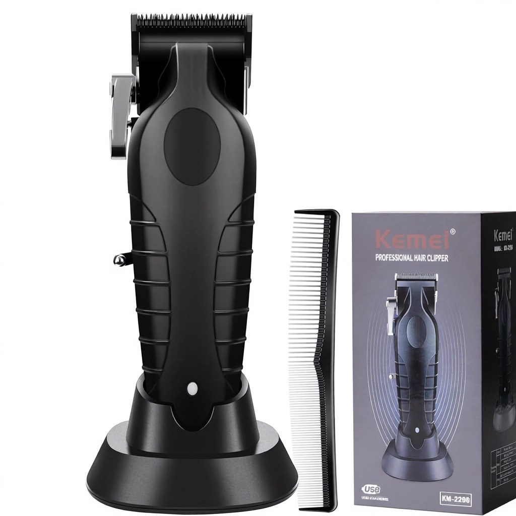 Kemei KM - 2296 transfronterizo con base de empujador eléctrico USB cabeza de aceite tallado empujador corte de pelo salón