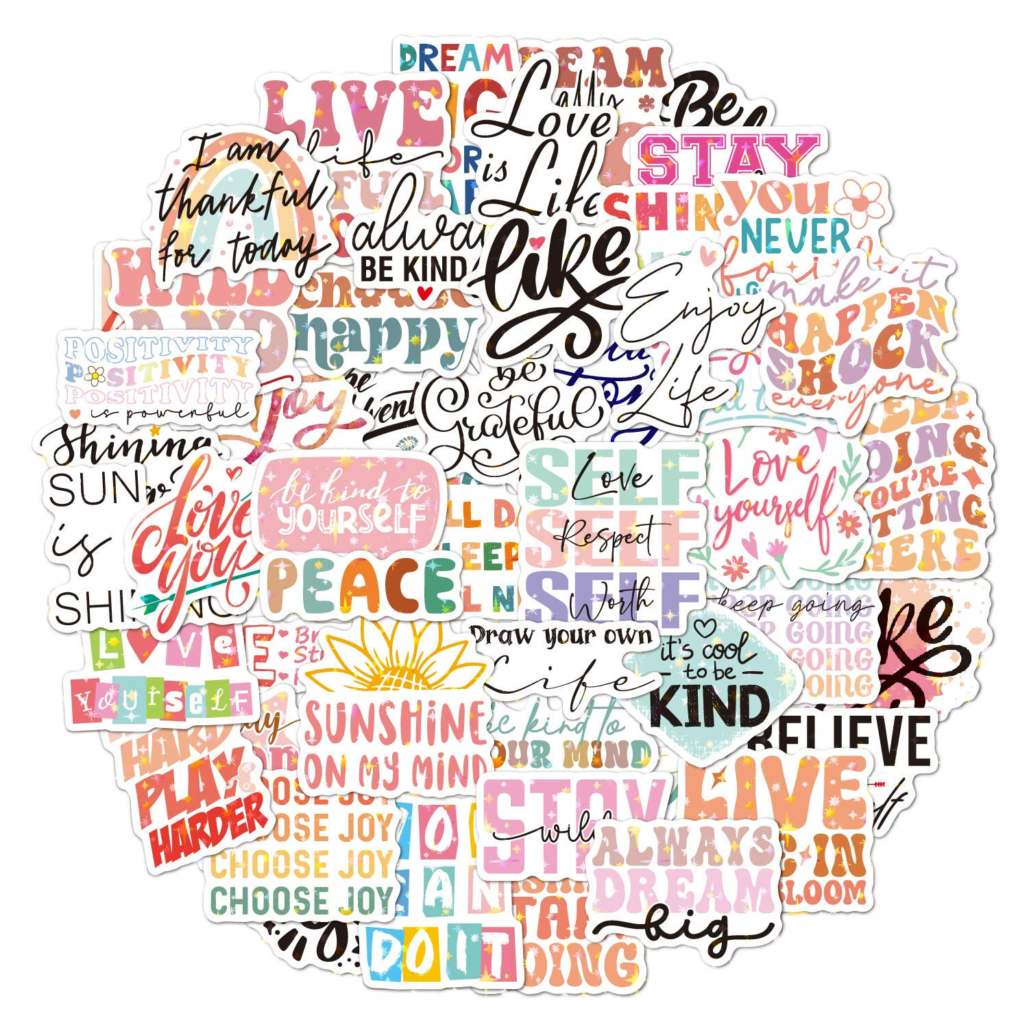 Английская мотивационная наклейка 50 голографических лазерных блестящих чашек для воды компьютер kindle украшения DIY мотивационные наклейки