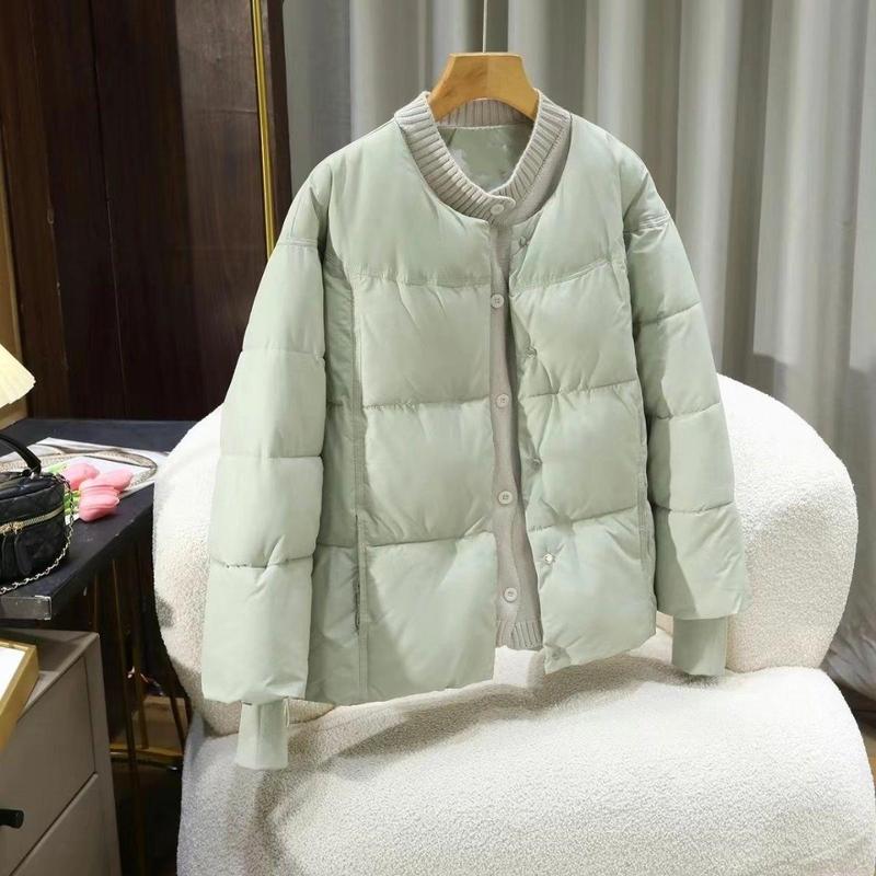 捡漏剪标女装小香风针织拼接短款加厚保暖棉服外套灰|undefined