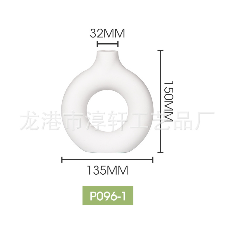 Nuevo jarrón de plástico estilo chino, botella decorativa de imitación cerámica, reloj colgante, maceta para una sola planta, adorno artificial en forma de donut, decoración del hogar personalizada.