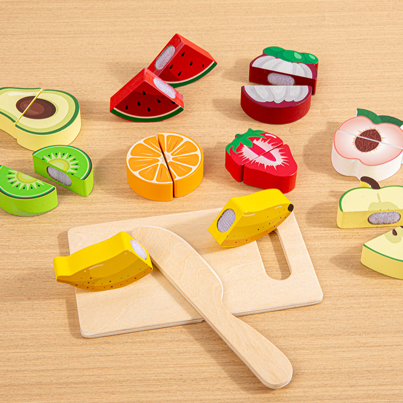 Chechele Fruit Juguetes para niños Cocina de madera Puzzle para bebés Educación temprana Juegos de casas Corte de verduras Simulación de madera