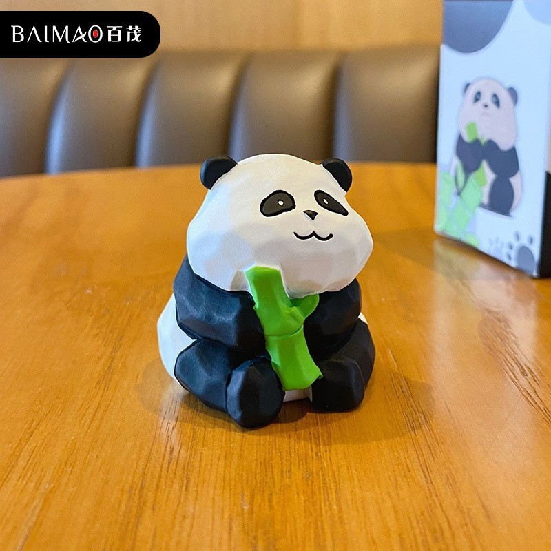 Оригинальная резьба по дереву в стиле панды, небольшой орнамент в стиле бамбука