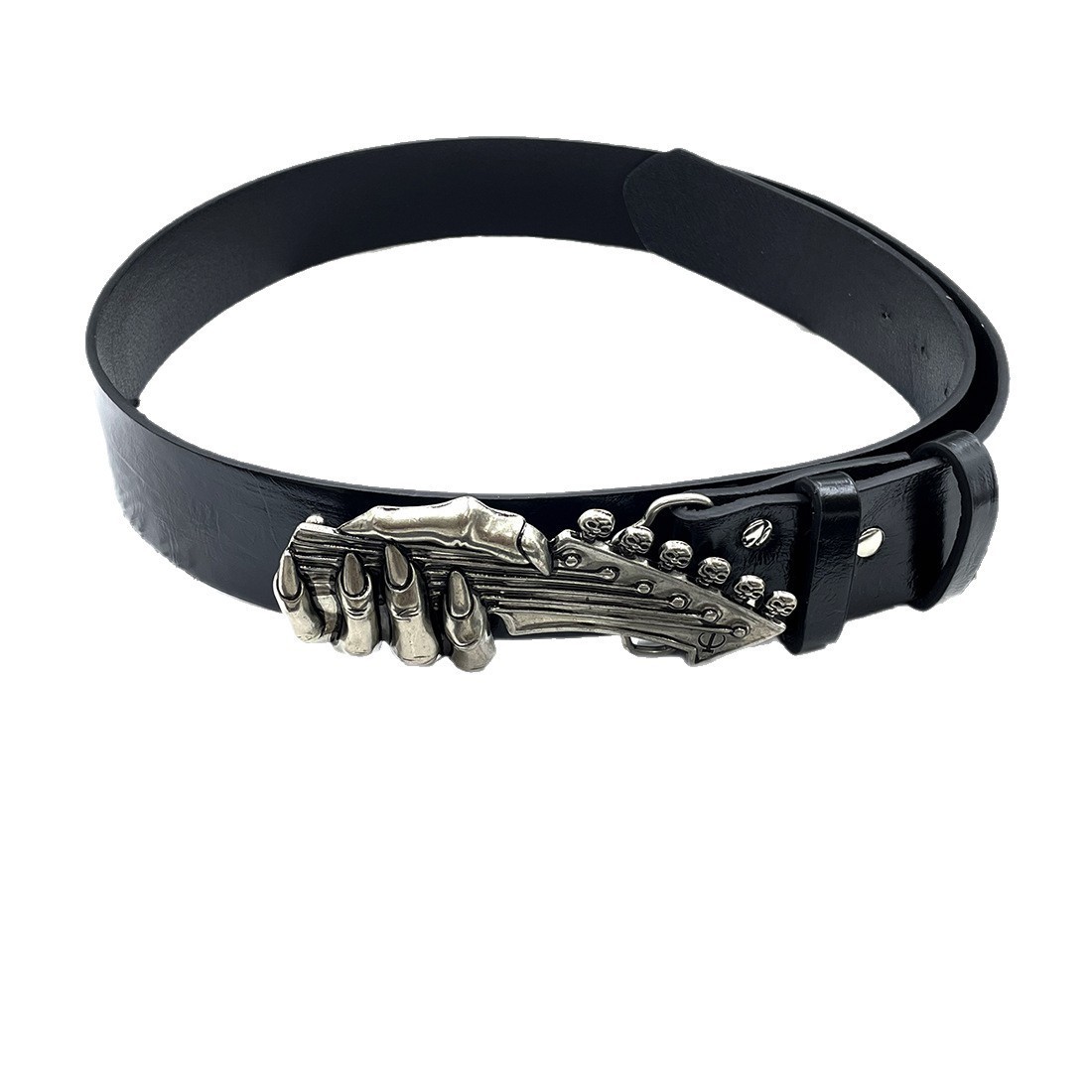 Cross-Border Street Rock Belt-Style Ghost-Hand Guitar Buckle Decorative Belt with High-End Design, Unisex