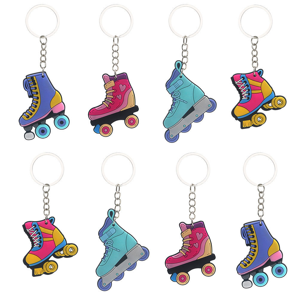 Cross-border New PVC Skates Winter Ice Party Gift Keyring Cartoon Pendant Keychain Patch