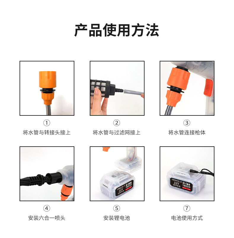 Customized Wireless Car Washing Machine, Portable High-Pressure Water Gun for Cars, High-Power Vehicle-Mounted Lithium Battery, Household Electric Car Washing