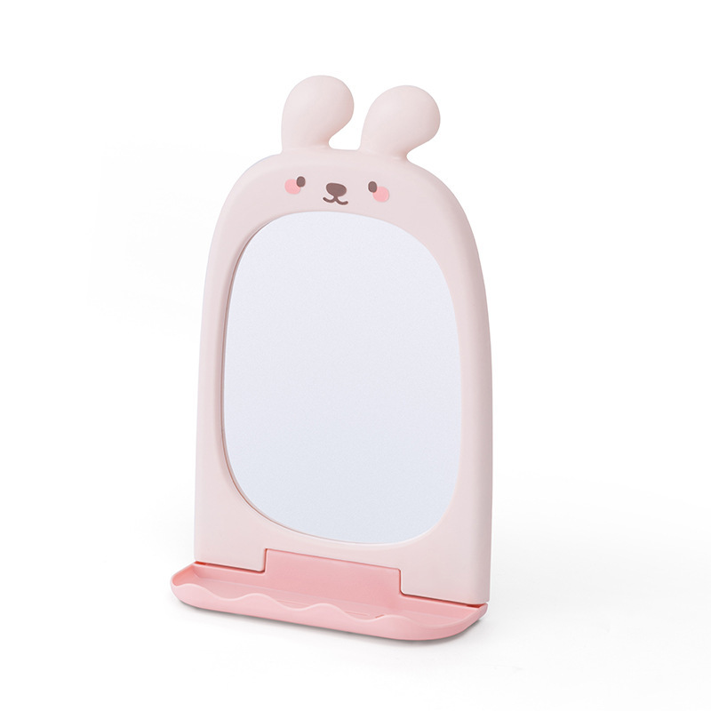 Espejo de estilo multifuncional de dibujos animados para el hogar Espejo de baño sin perforación Espejo de pared Espejo de maquillaje de baño