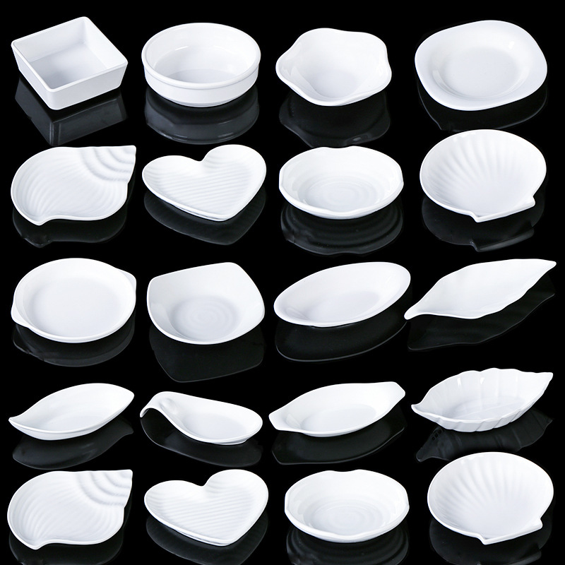 密胺小吃小食碟ktv酒吧商用零食盤餐廳飯店塑料創意涼菜碟子白色