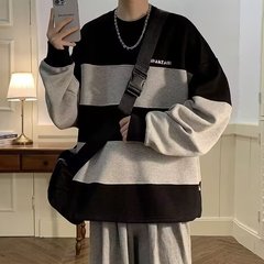 外贸美式重磅长袖卫衣男2025新款痞帅高级感宽松大码圆领上衣外套