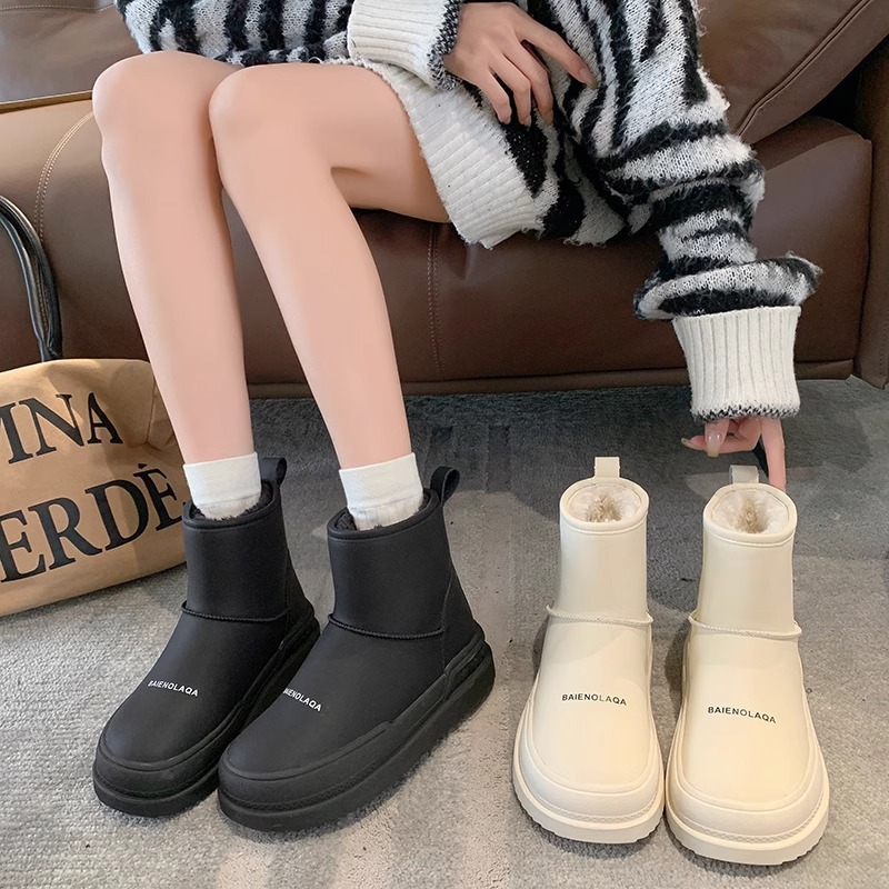 Northeast fur one non-slip white thick-soled snow boots women's 2024 winter new waterproof fleece-lined warm cotton shoes