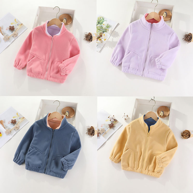 Primavera y otoño chaquetas infantiles, niñas y niñas, chaquetas de terciopelo, nuevas chaquetas de invierno para niños de mediano tamaño, chaquetas de terciopelo gruesas para bebés