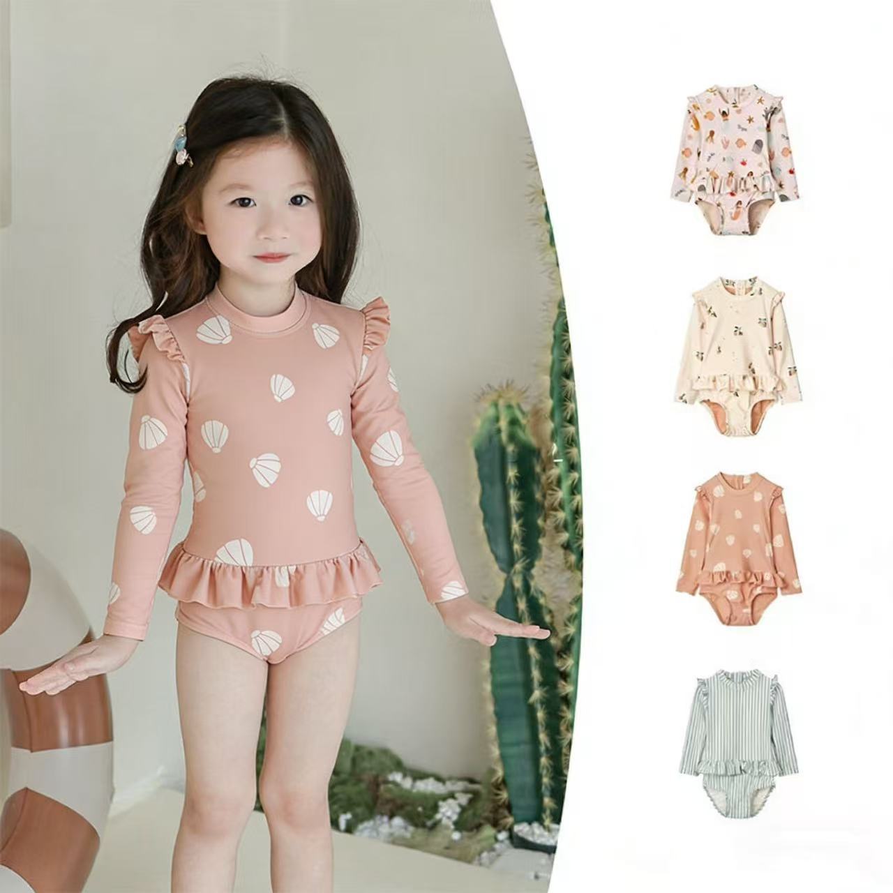 Niños trajes de baño de manga larga de secado rápido para niñas nuevas niñas lindas trajes de baño al por mayor