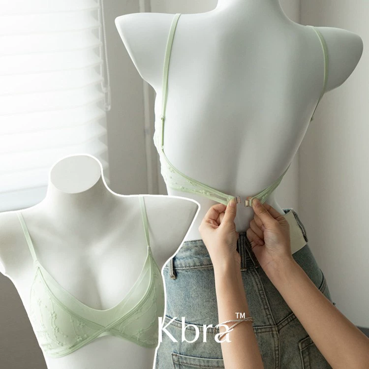 Lace Wireless Bra Women, Thin Lightweight, Light Push-Up Support, Beautiful Back Design