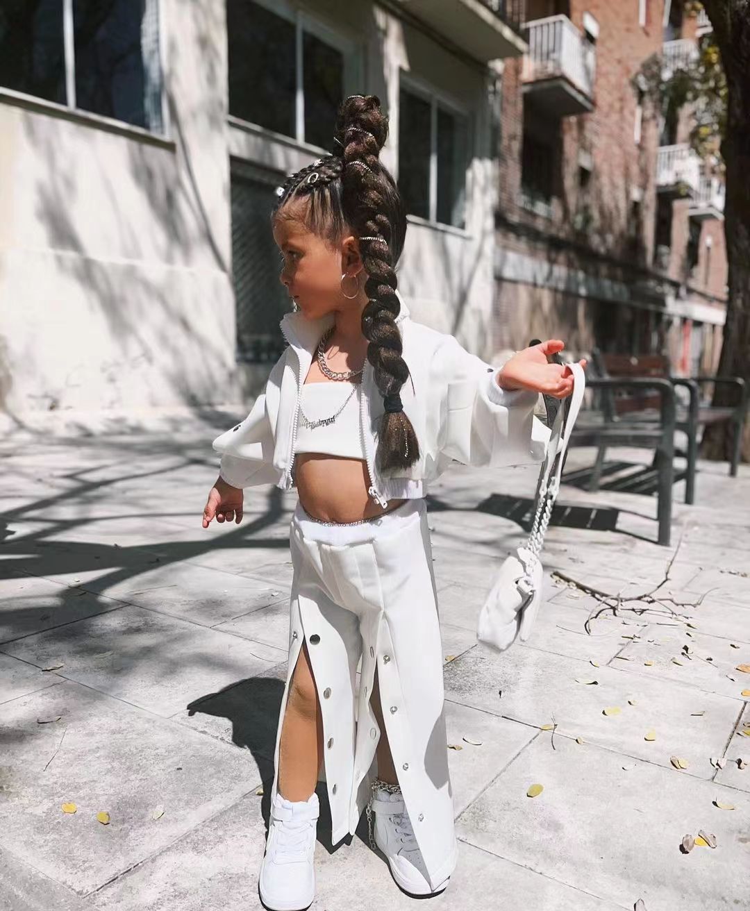 Ropa para niños, chaqueta, traje, pantalón ancho con botones, estilo high street_voghion.com