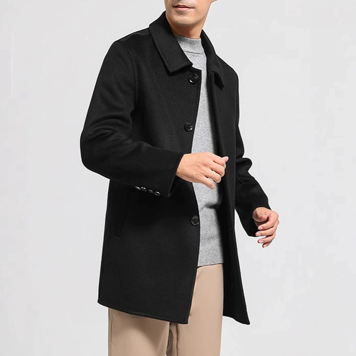 Мужское платье с отворотом среднего и длинного 100% шерстяное мужское пальто двухстороннее шерстяное пальто осень-зима новый зимний шерстяное пальто