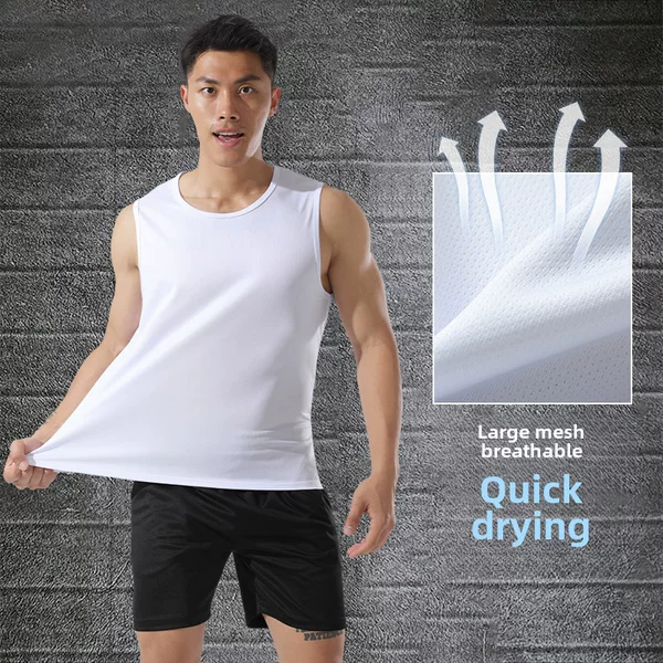 Running Breathable Adult Quick-Drying Men's Vest Elastic Marathon Spring and Summer Sports Outdoor Fitness Top T-Shirt