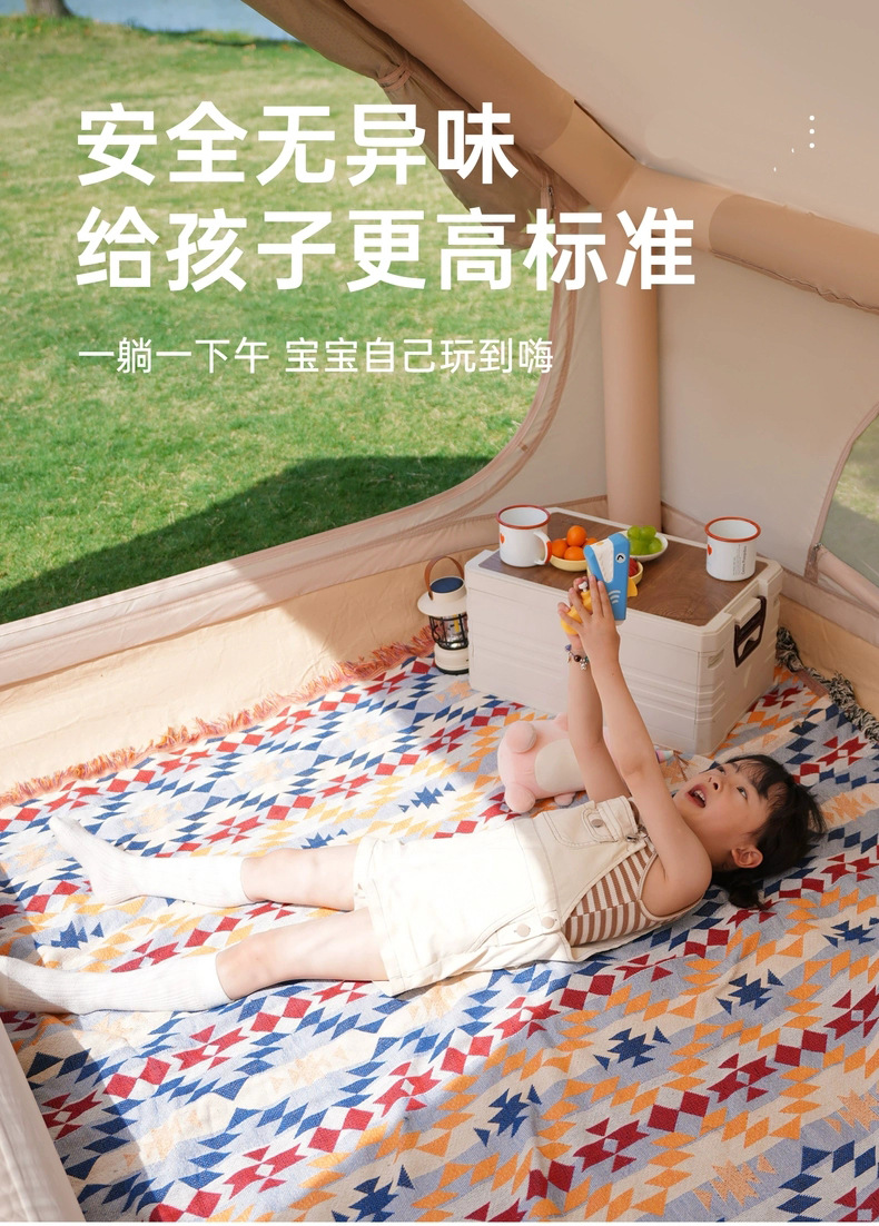 Inflatable Tent with 6.3Ab Door, Large Skylight, Starry Sky Ceiling, Ventilation, Outdoor Camping Inflatable Cabin, Wind-Resistant Tent