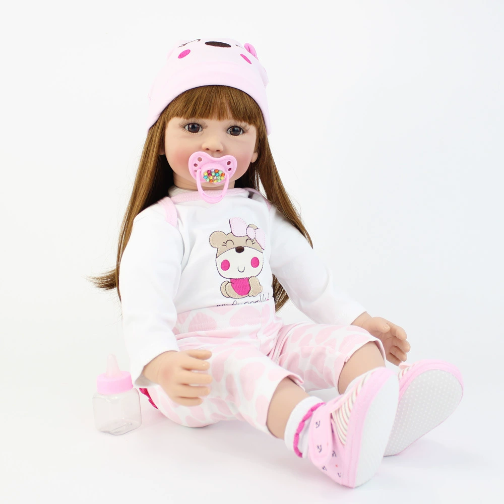 60 см Ткань тело реборн ребенок длинные волосы принцесса моделирование кукла игрушка трансграничная доставка