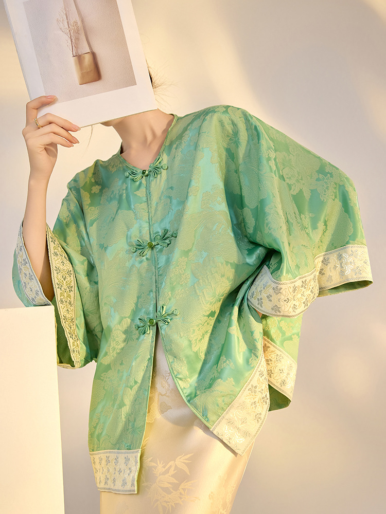 Áo sơ mi nam dài tay họa tiết in hình phong cách retro thanh lịch — Xanh lục