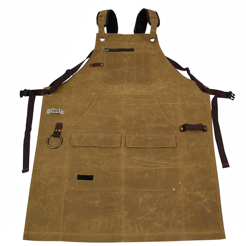 Transfronterizo Amazon engrosamiento lona delantal herramienta barbacoa al aire libre carpintería ropa de trabajo Pu delantal logotipo personalizado