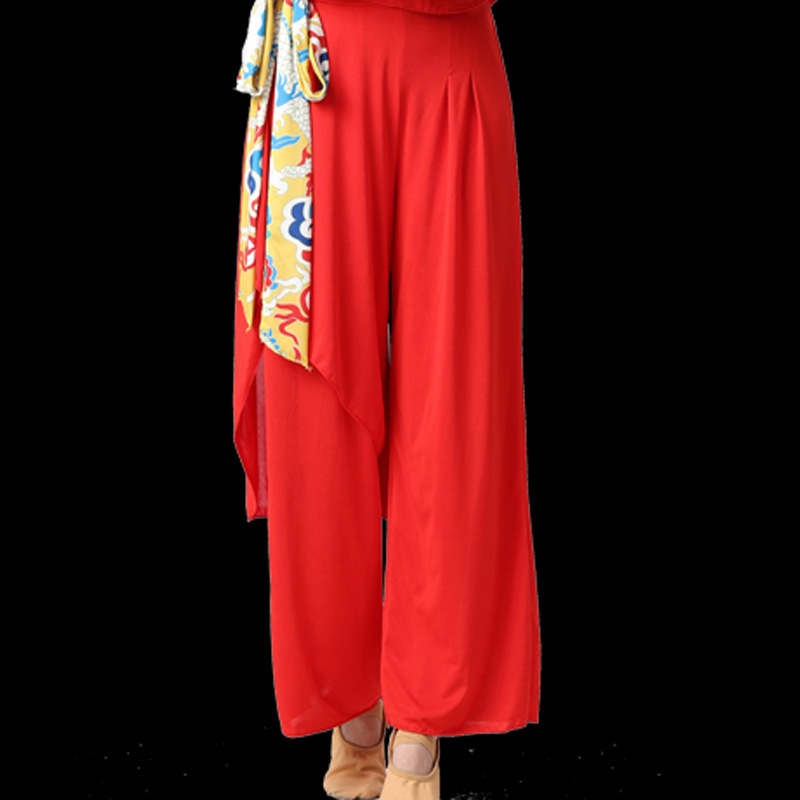 广场舞服装套装春夏陕北秧歌舞女腰鼓伞舞表演服民族风演出服长袖|undefined