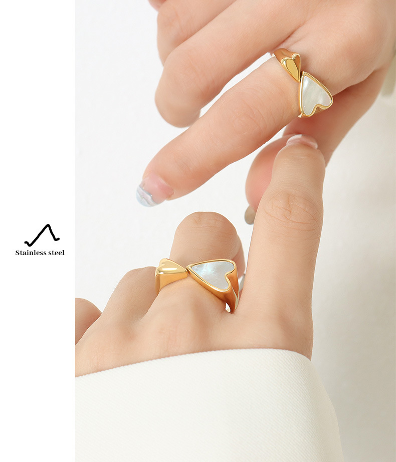 Fashionable And Versatile Simple Heart Print Ring For Women Instagram Style Simple And Fashionable Double Love Creative Ring_voghion.com