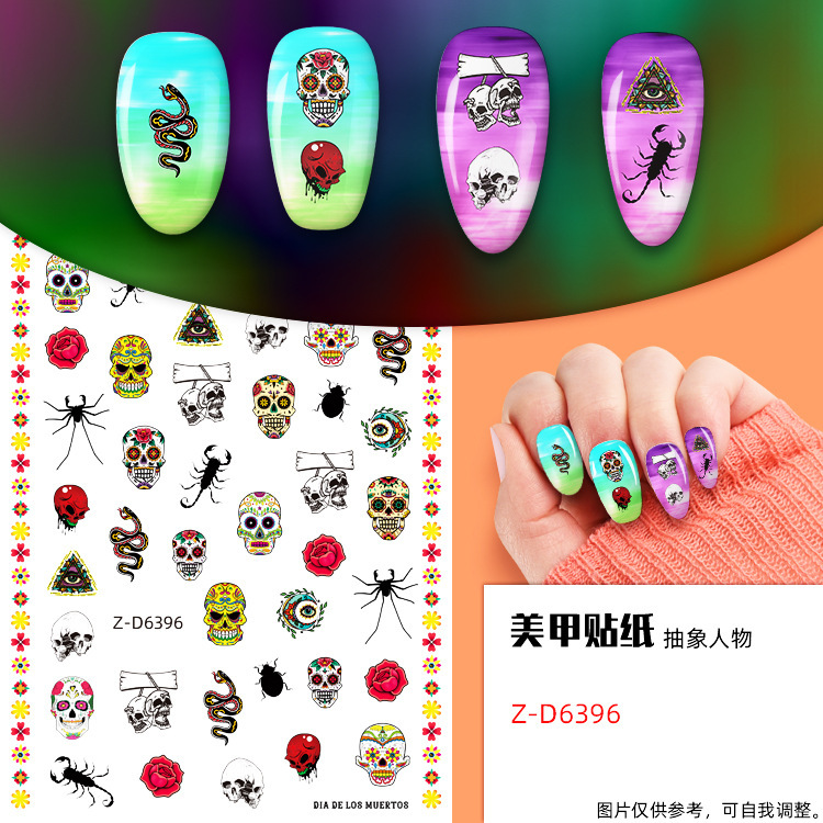 Abstract Characters 18 Colorful Zhenya Brand 2022 New Abstract Characters Nail Decals Hinge Stickers