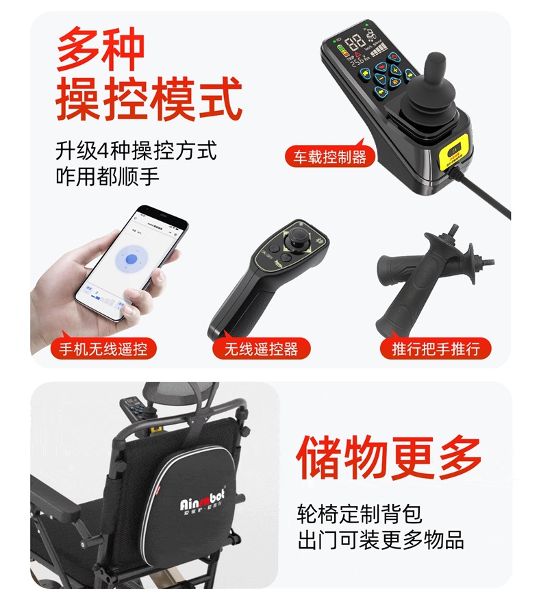 American Ainsnbot Smart 2026 New High-End Electric Wheelchair Multi-Functional Foldable Mobility Scooter for Disabled Elderly People