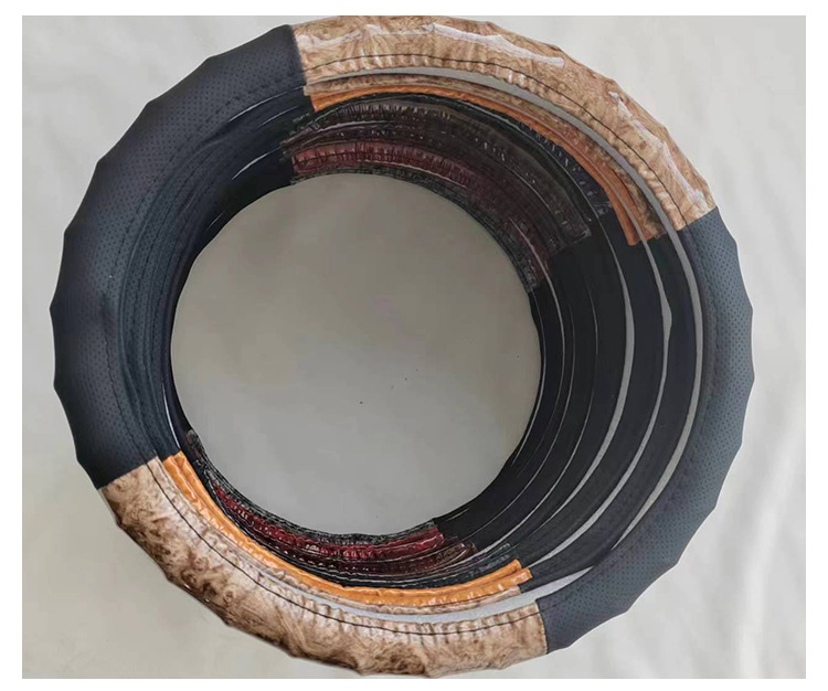 New Style Peach Wood Grain Four-Section Bamboo Steering Wheel Cover, Breathable, Non-Slip, Wear-Resistant, Suitable for All Seasons, Simple and High-End Car Cover