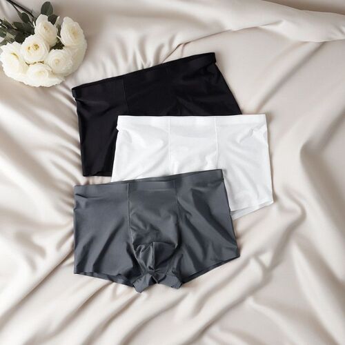 Summer Ice Silk Men's Underwear Thin Seamless Men's Straight Pants Youth Breathable Four Corner Pants