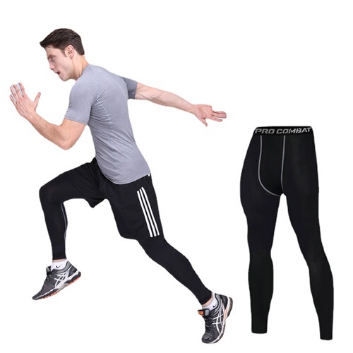 Men's athletic tight leggings for basketball, football, running, fitness, base layer, track training, long pants, winter warm, thickened